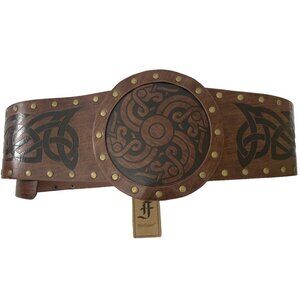 HiiFeuer Viking Wide Belt Faux Leather Belt Cosplayer Brown Black